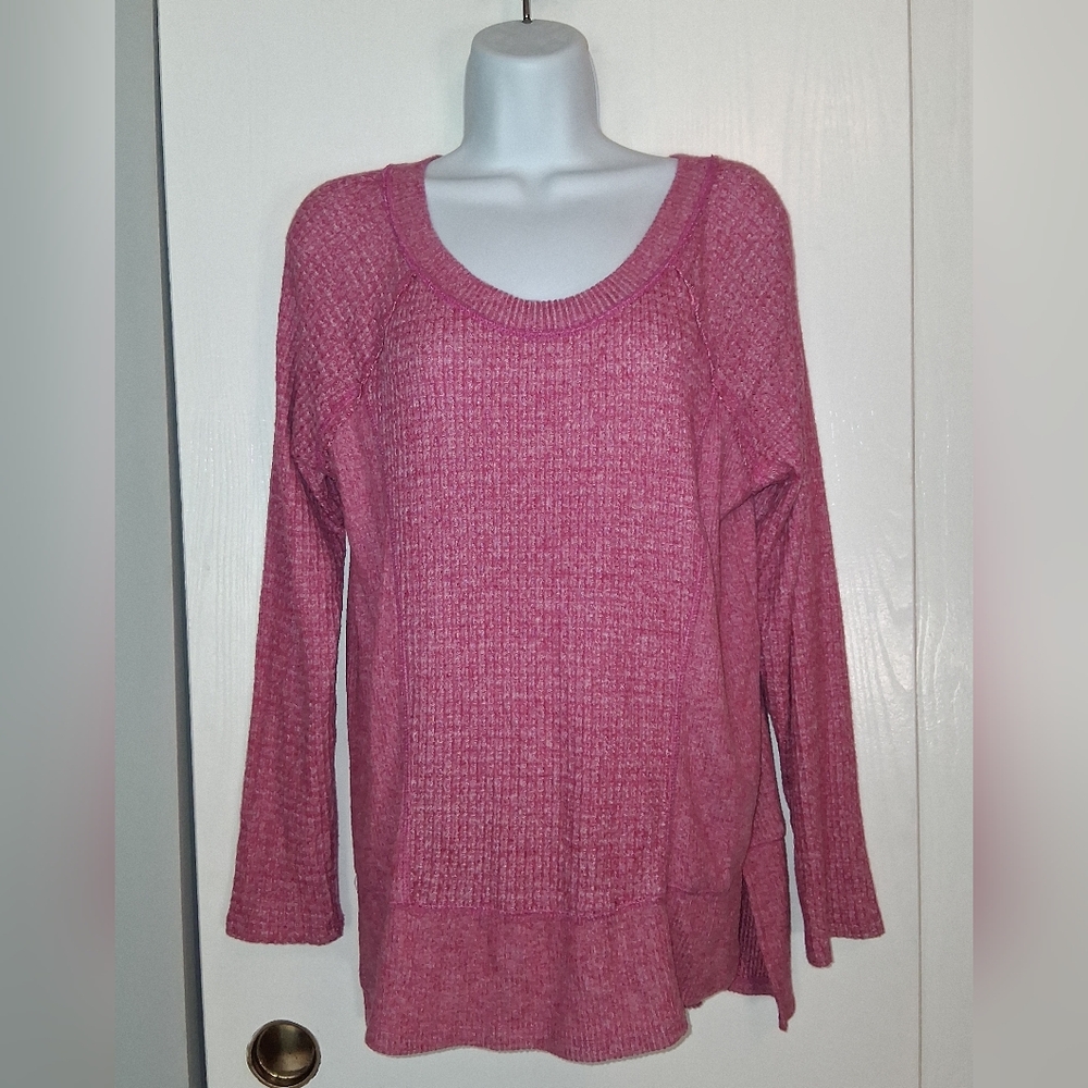 Eri + Ali Pullover Top, Waffle Knit, Soft, Sz M